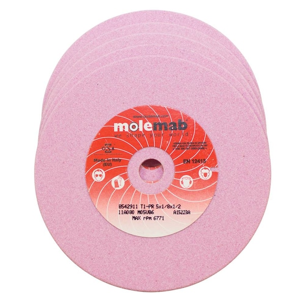 Abrasive Cut-Off Wheel, 5 in Dia, 1/8 in Thick, 1/2 in Arbor Hole Size, Aluminum Oxide, 80 Grit